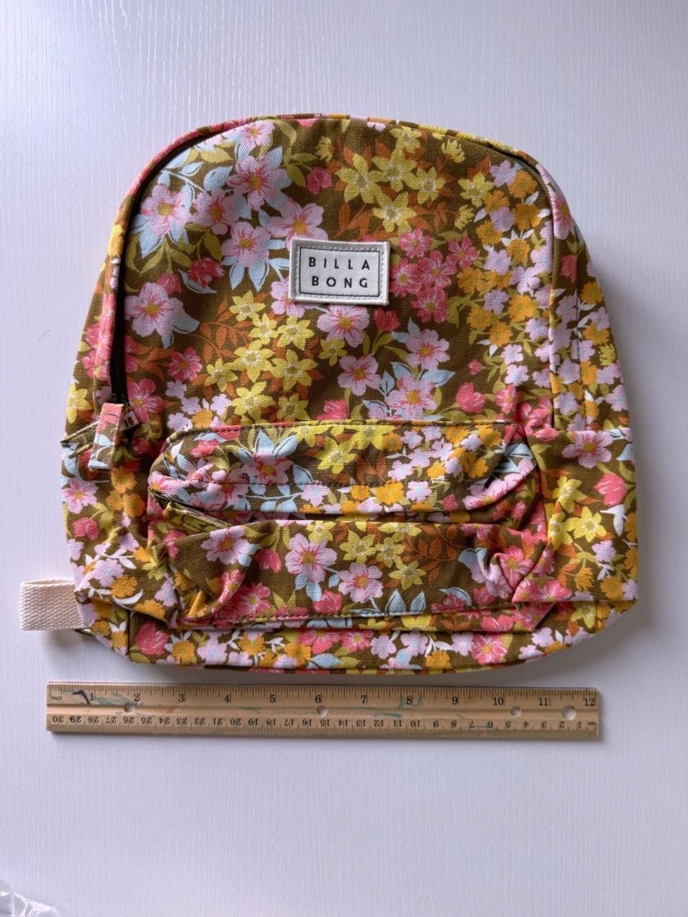 Billabong Mini Mama Jr Canvas Backpack Multi Floral Brown Yellow Pink New School